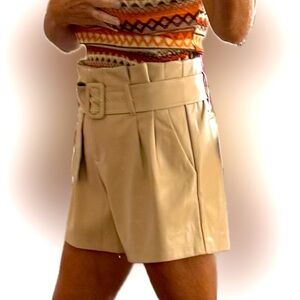 Belted Faux Leather Shorts NWOT